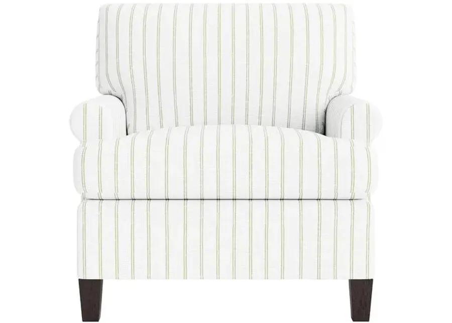 Marth Stewart Foster Chair - Lily Pond Linen Weave Stripe - Handcrafted - Green