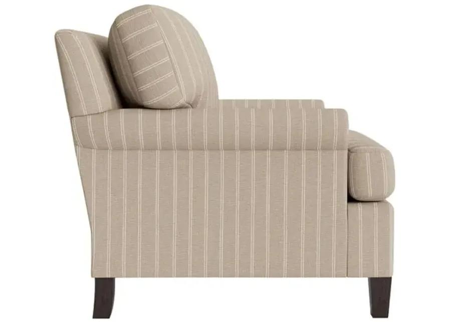 Marth Stewart Foster Chair - Lily Pond Linen Weave Stripe - Handcrafted - Brown