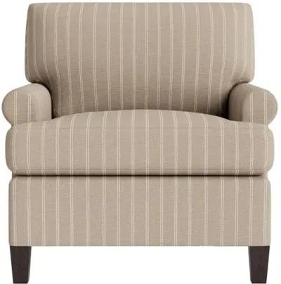 Marth Stewart Foster Chair - Lily Pond Linen Weave Stripe - Handcrafted - Brown