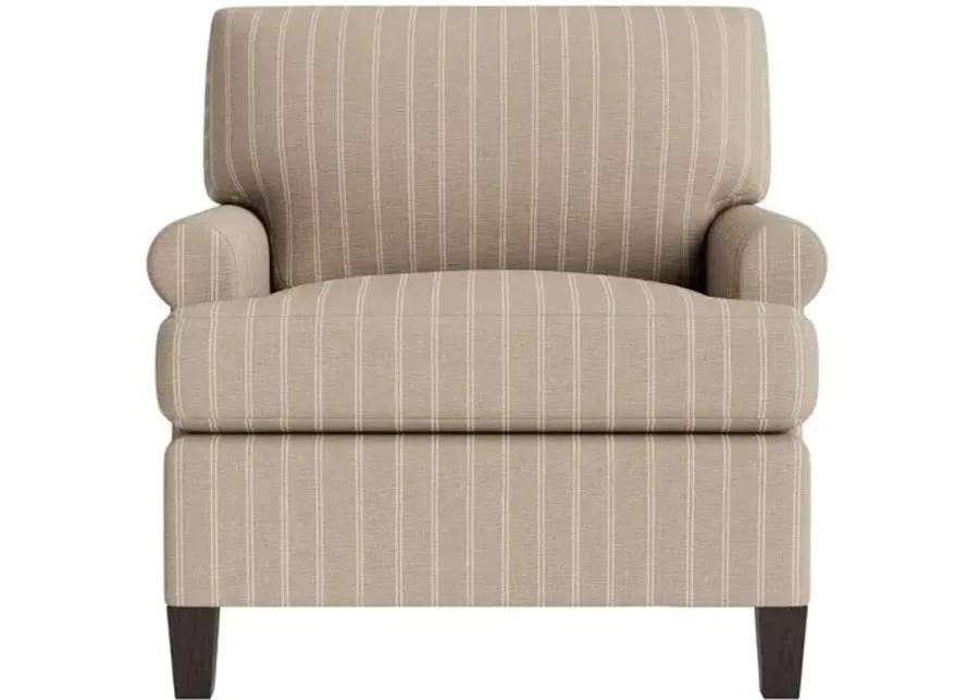 Marth Stewart Foster Chair - Lily Pond Linen Weave Stripe - Handcrafted - Brown