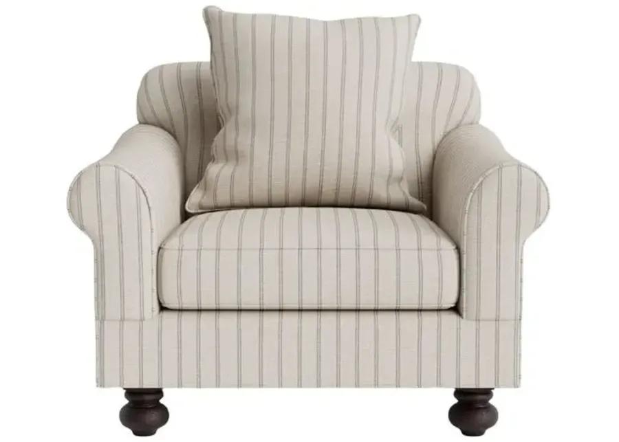 Marth Stewart Logan Chair - Lily Pond Linen Weave Stripe - Handcrafted - Gray