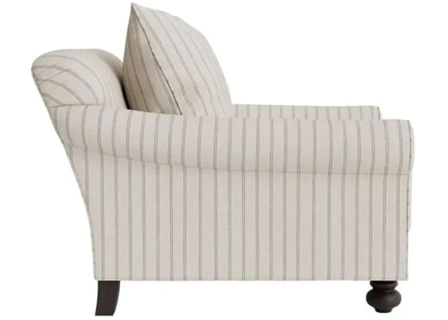 Marth Stewart Logan Chair - Lily Pond Linen Weave Stripe - Handcrafted - Gray