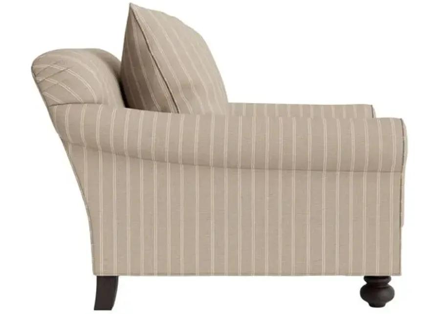 Marth Stewart Logan Chair - Lily Pond Linen Weave Stripe - Handcrafted - Brown