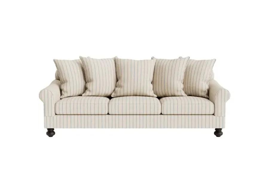 Marth Stewart Logan Sofa - Lily Pond Linen Weave Stripe - Handcrafted