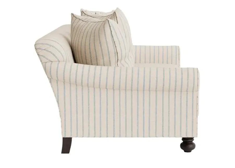 Marth Stewart Logan Sofa - Lily Pond Linen Weave Stripe - Handcrafted