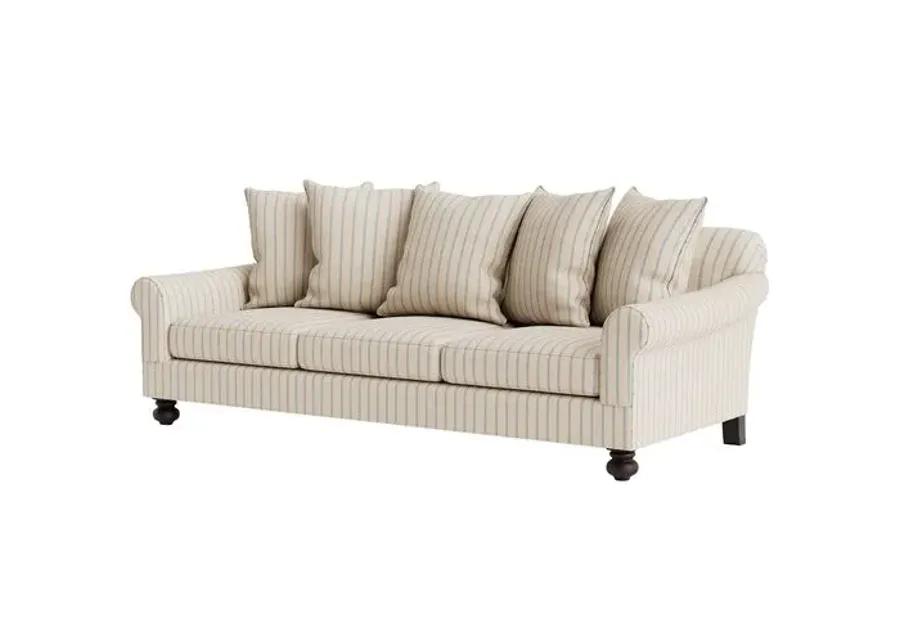 Marth Stewart Logan Sofa - Lily Pond Linen Weave Stripe - Handcrafted