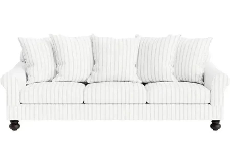 Marth Stewart Logan Sofa - Lily Pond Linen Weave Stripe - Handcrafted