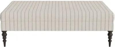 Marth Stewart Renwick Ottoman - Lily Pond Linen Weave Stripe - Handcrafted - Gray