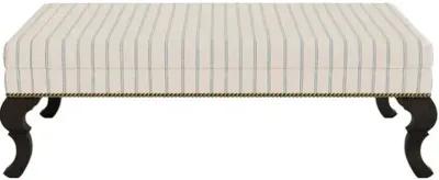 Marth Stewart Wallace Ottoman - Lily Pond Linen Weave Stripe - Handcrafted - Blue