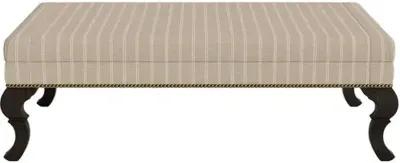 Marth Stewart Wallace Ottoman - Lily Pond Linen Weave Stripe - Handcrafted - Brown