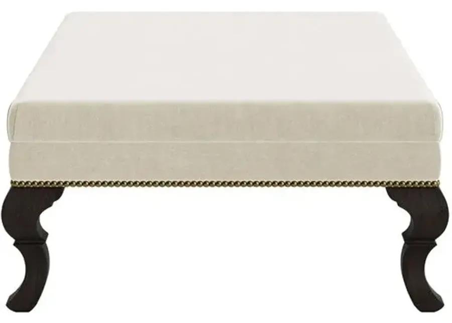 Marth Stewart Wallace Ottoman - Perry Street Velvet - Handcrafted - Beige