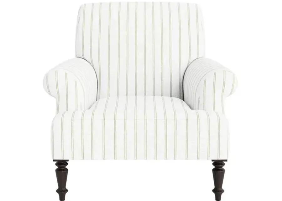 Marth Stewart Grady Chair - Lily Pond Linen Weave Stripe - Handcrafted - Green