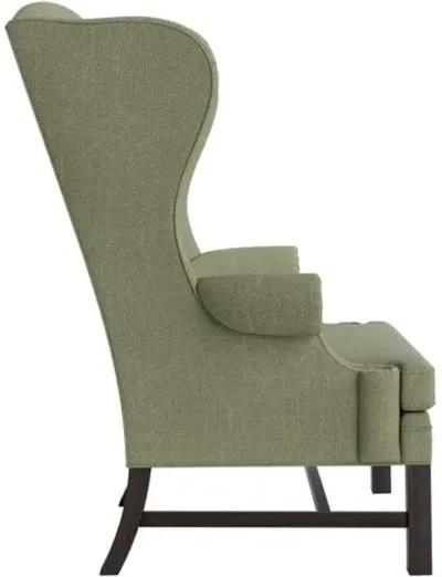 Marth Stewart Dearborne Wingback Chair - Lily Pond Linen Weave - Handcrafted in The USA - Green - Comfortable, Stylish