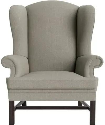 Marth Stewart Dearborne Wingback Chair - Lily Pond Linen Weave - Handcrafted in The USA - Gray - Comfortable, Stylish