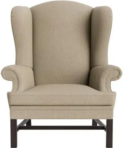 Marth Stewart Dearborne Wingback Chair - Lily Pond Linen Weave - Handcrafted in The USA - Brown - Comfortable, Stylish