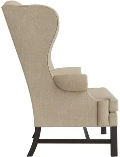 Marth Stewart Dearborne Wingback Chair - Lily Pond Linen Weave - Handcrafted in The USA - Brown - Comfortable, Stylish