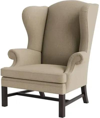 Marth Stewart Dearborne Wingback Chair - Lily Pond Linen Weave - Handcrafted in The USA - Brown - Comfortable, Stylish