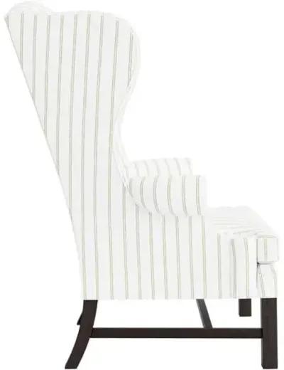 Marth Stewart Dearborne Wingback Chair - Lily Pond Linen Weave Stripe - Handcrafted in The USA - Green - Comfortable, Stylish