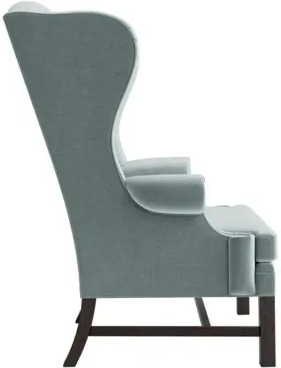 Marth Stewart Dearborne Wingback Chair - Perry Street Velvet - Handcrafted in The USA - Blue - Comfortable, Stylish