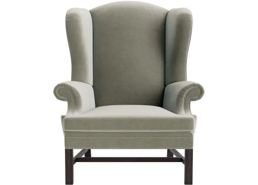 Marth Stewart Dearborne Wingback Chair - Perry Street Velvet - Handcrafted in The USA - Gray - Comfortable, Stylish