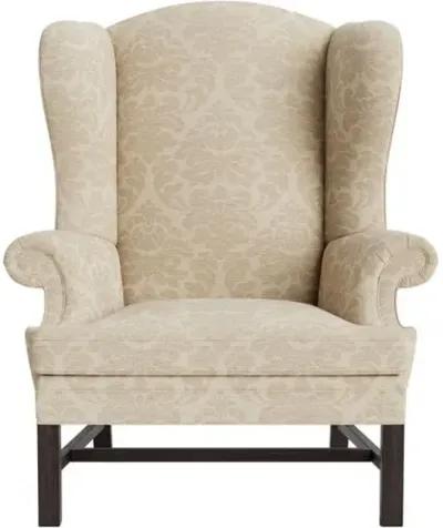 Marth Stewart Dearborne Wingback Chair - Skylands Damask - Handcrafted in The USA - Brown - Comfortable, Stylish