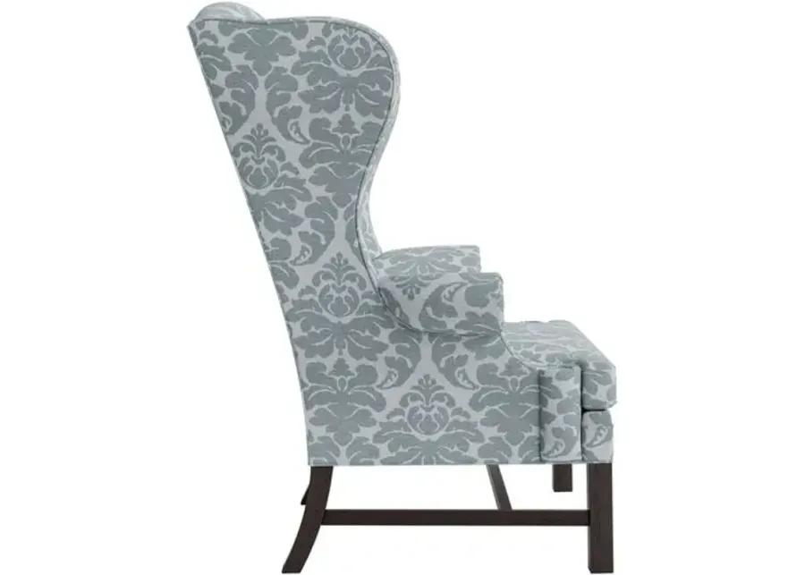 Marth Stewart Dearborne Wingback Chair - Skylands Damask - Handcrafted in The USA - Blue - Comfortable, Stylish