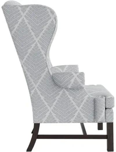 Marth Stewart Dearborne Wingback Chair - Bedford Jacquard - Handcrafted in The USA - Blue - Comfortable, Stylish