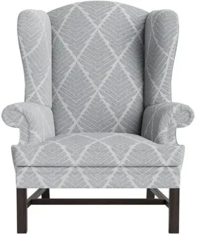 Marth Stewart Dearborne Wingback Chair - Bedford Jacquard - Handcrafted in The USA - Blue - Comfortable, Stylish