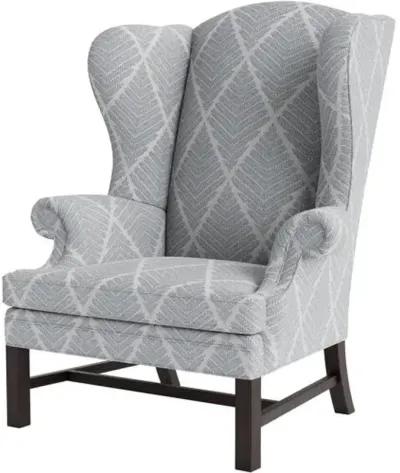 Marth Stewart Dearborne Wingback Chair - Bedford Jacquard - Handcrafted in The USA - Blue - Comfortable, Stylish