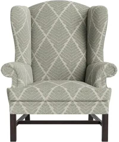 Marth Stewart Dearborne Wingback Chair - Bedford Jacquard - Handcrafted in The USA - Green - Comfortable, Stylish