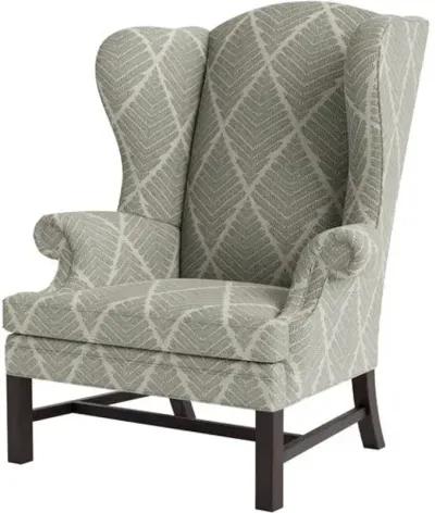 Marth Stewart Dearborne Wingback Chair - Bedford Jacquard - Handcrafted in The USA - Green - Comfortable, Stylish