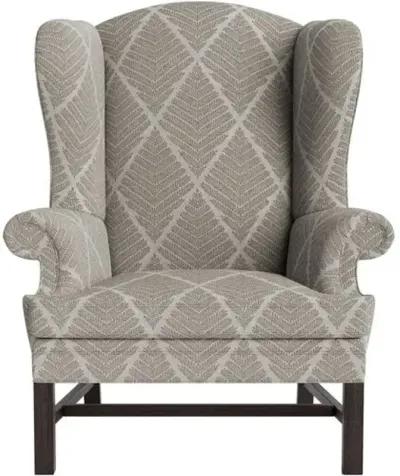 Marth Stewart Dearborne Wingback Chair - Bedford Jacquard - Handcrafted in The USA - Gray - Comfortable, Stylish