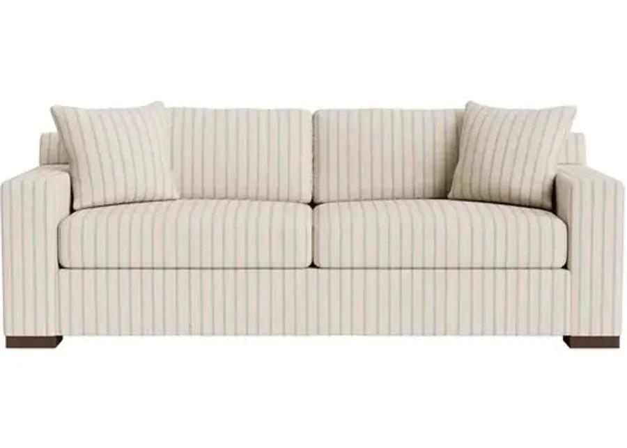 Marth Stewart Rexford Sofa - Lily Pond Linen Weave Stripe - Handcrafted