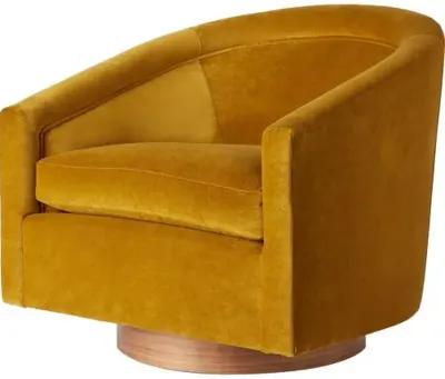 Benson Swivel Chair - Ochre Velvet Crypton - Handcrafted