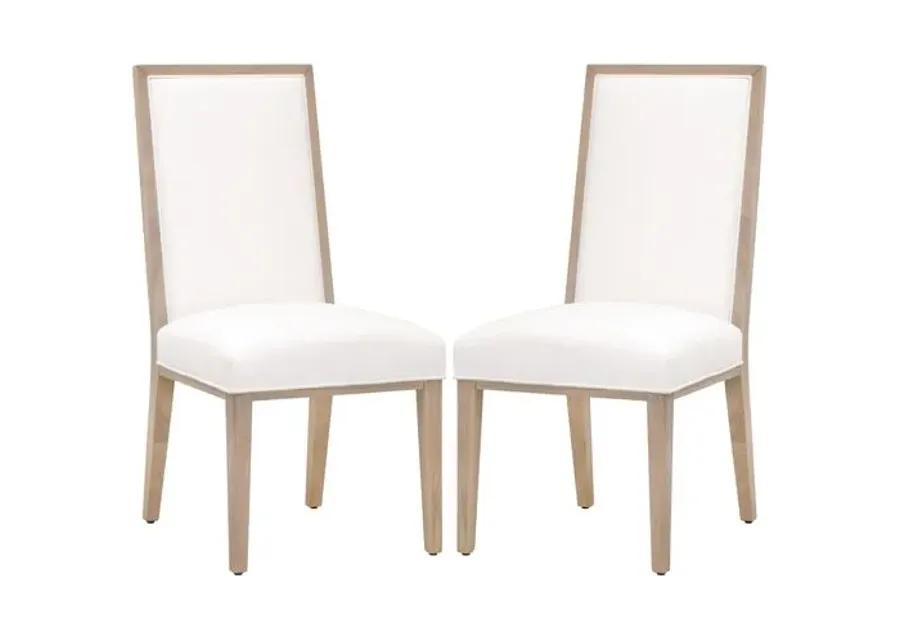 Set of 2 Louise Dining Chairs - Honey Oak/Pearl Performance - Brown