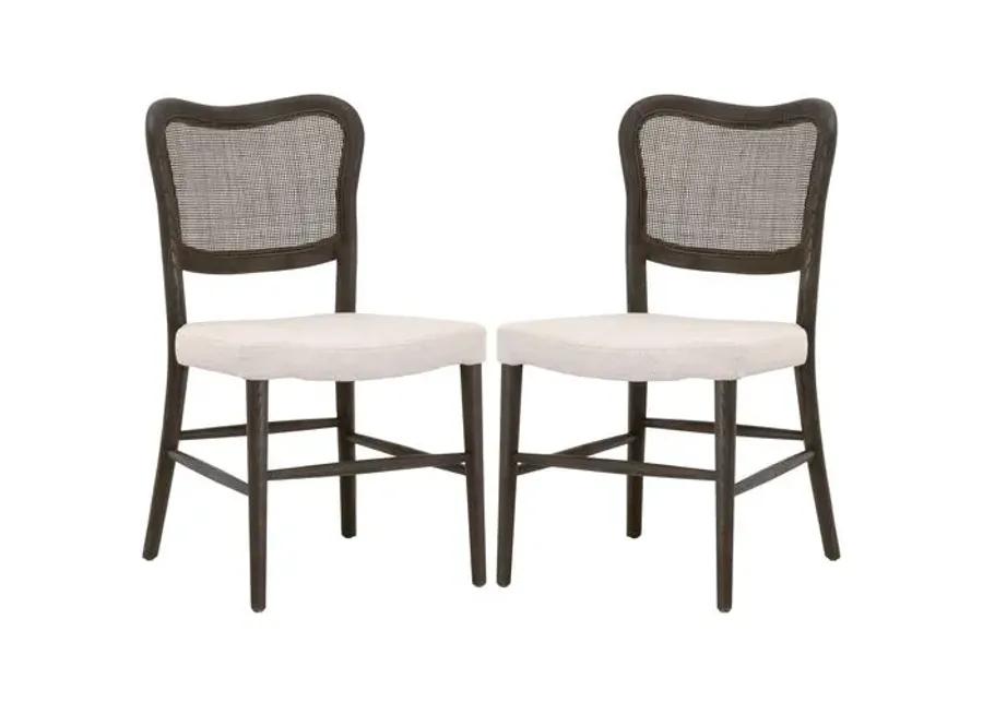 Set of 2 Sullivan Cane Dining Chairs - Matte Brown/Bisque