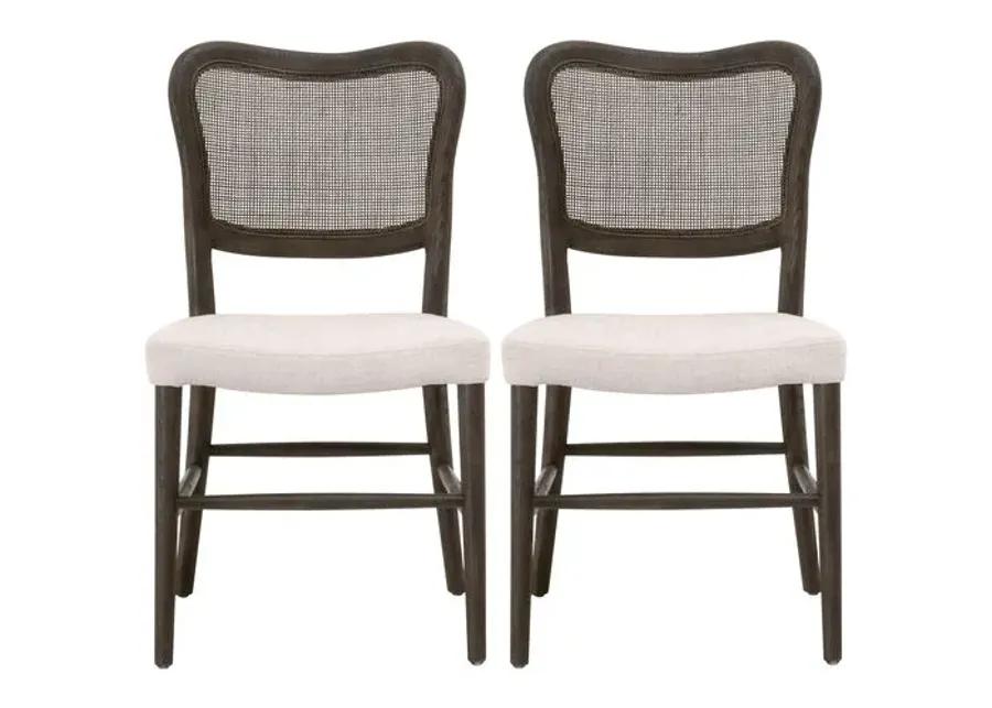 Set of 2 Sullivan Cane Dining Chairs - Matte Brown/Bisque