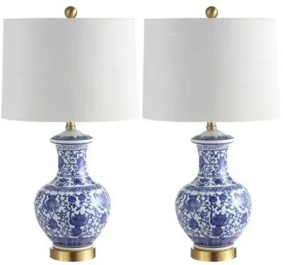 Set of 2 Cormac Chinoiserie Table Lamps - Blue/White