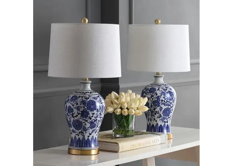 Set of 2 Emery Chinoiserie Table Lamps - Blue/White