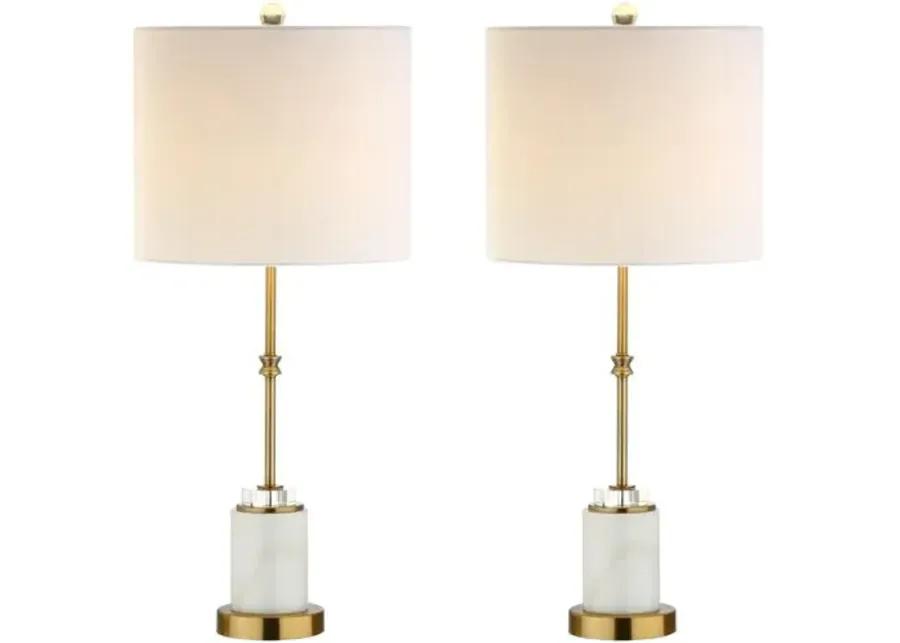 Set of 2 Serena Marble Table Lamps - White/Gold