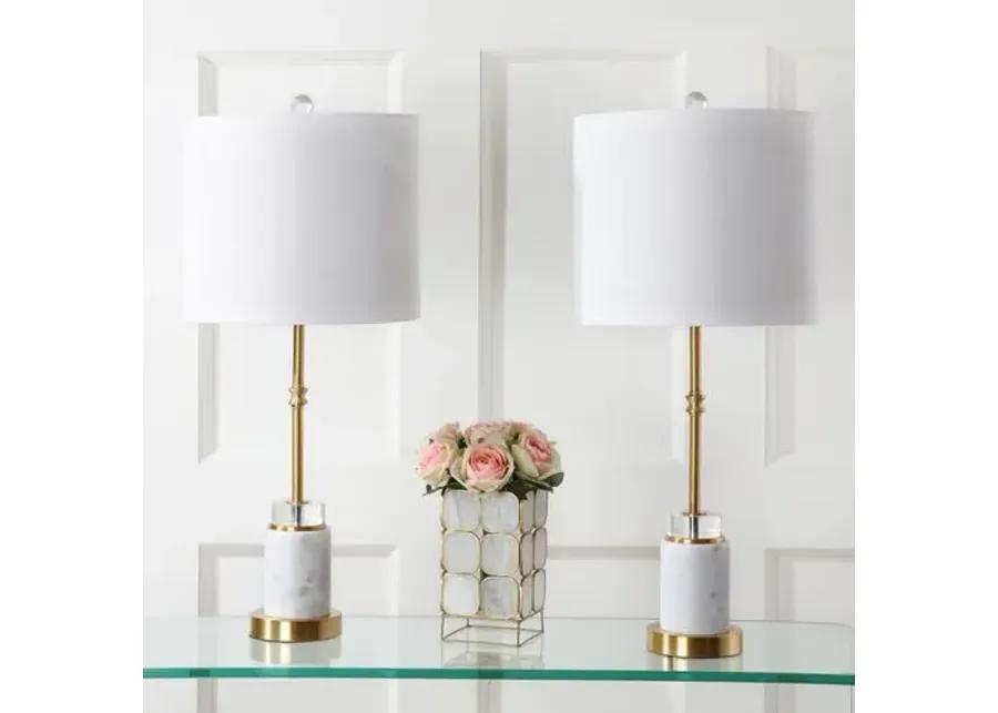 Set of 2 Serena Marble Table Lamps - White/Gold