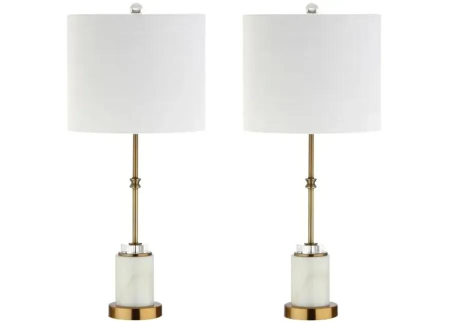 Set of 2 Serena Marble Table Lamps - White/Gold