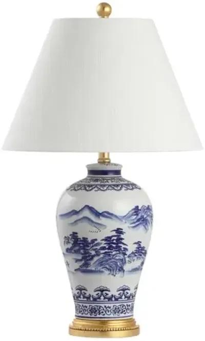 Vera Chinoiserie Table Lamp - Blue/White