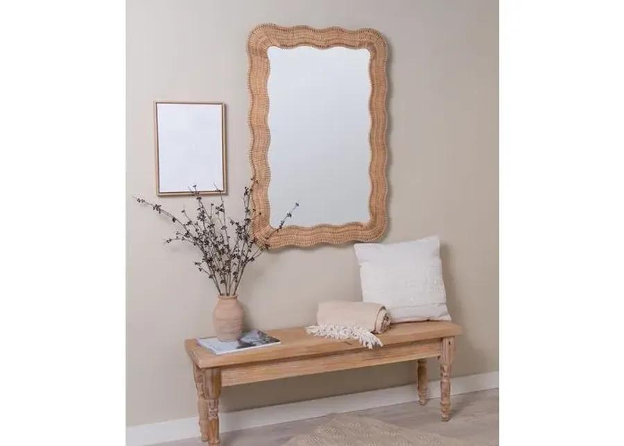 Linden Scalloped Rattan Wall Mirror - Natural - Erin Gates