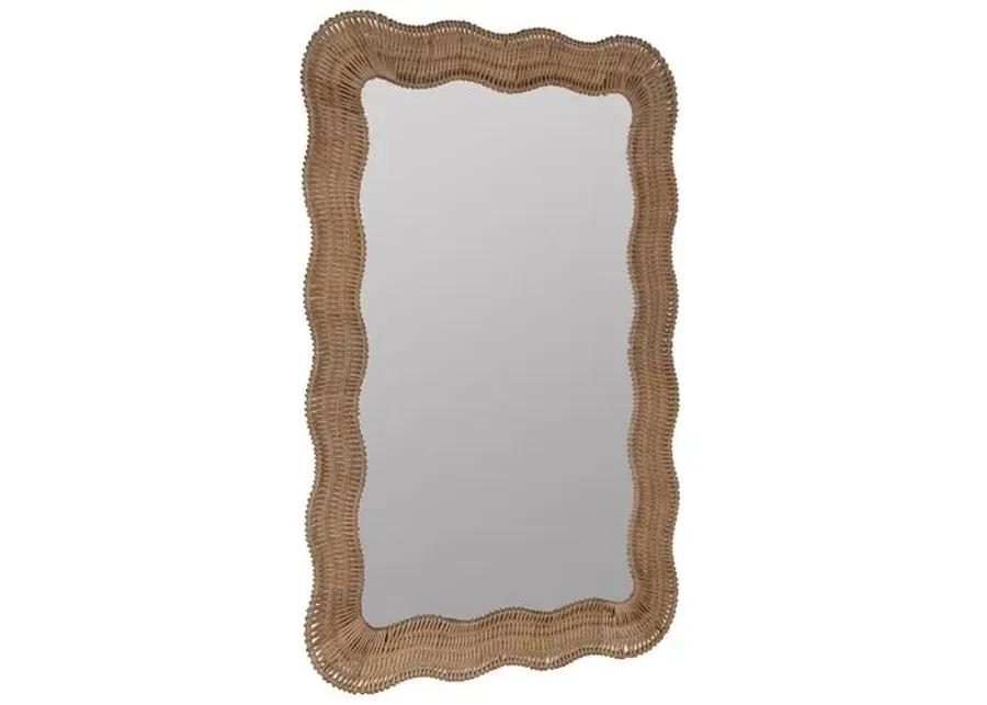 Linden Scalloped Rattan Wall Mirror - Natural - Erin Gates