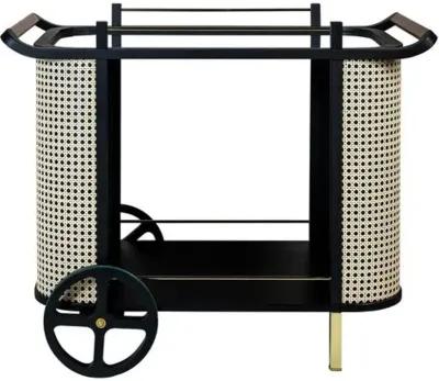 Felipe Cane Bar Cart - Black