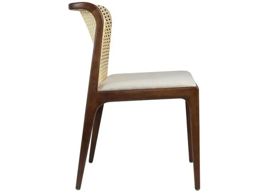 Martina Modern Brazilian Cane Side Chair - Nogal/Ivory - Brown