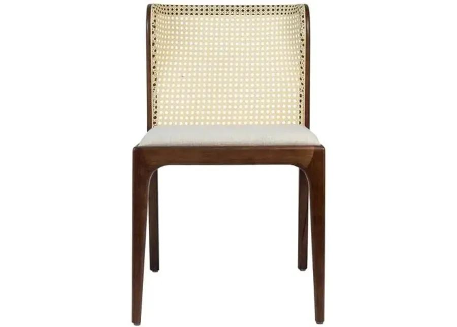 Martina Modern Brazilian Cane Side Chair - Nogal/Ivory - Brown