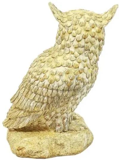 12" Hoot Owl Outdoor Statue - Yellow