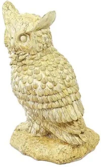 12" Hoot Owl Outdoor Statue - Yellow